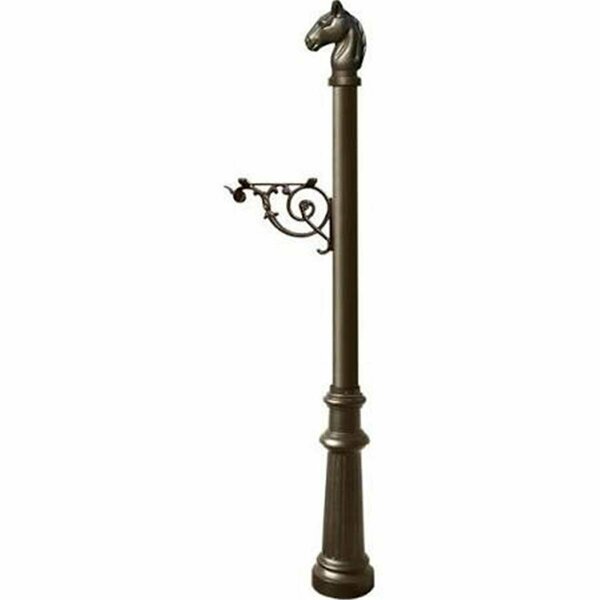 Lewiston E1 Economy Mailbox System with Fluted Base & Horsehead Finial, Bronze LPST-801-E1-BZ